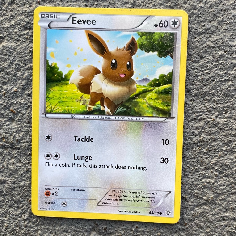 Pokemon Trading Card - Eevee with Yellow Border